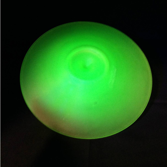 Vintage Frosted Vaseline Uranium Glass Serving plate with Middle handle - Picture 7 of 8